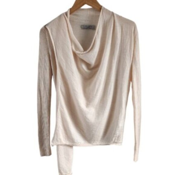 AllSaints Drina Ribbed Asymmetrical Zipper Shoulder Merino Wool Cardigan Size XS - Picture 2 of 8